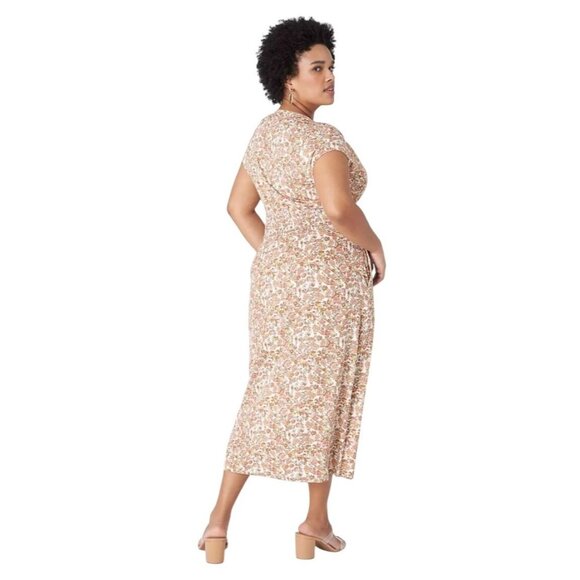 Lane Bryant Womens Floral Print Midi Dress V-Neck Short Sleeve Smocked Waist Siz - Picture 3 of 12